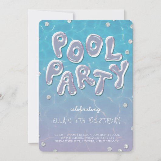 Splish Splash Birthday Bash Pool Party Invitation 招待状 (正面)