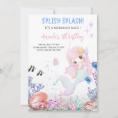 Splish Splash Birthday Party for Little Girl 招待状 (正面)