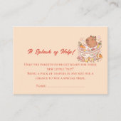 Splish Splash Capybara Baby Girl Shower エンクロージャーカード (正面)
