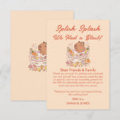 Splish Splash Capybara Baby Girl Shower サンキューカード (正面/裏面)