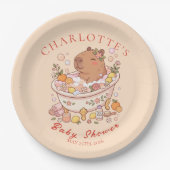 Splish Splash Capybara Baby Girl Shower ペーパープレート (正面)