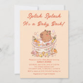 Splish Splash Capybara Baby Girl Shower  招待状 (正面)