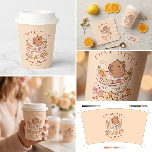 Splish Splash Capybara Baby Girl Shower 紙コップ