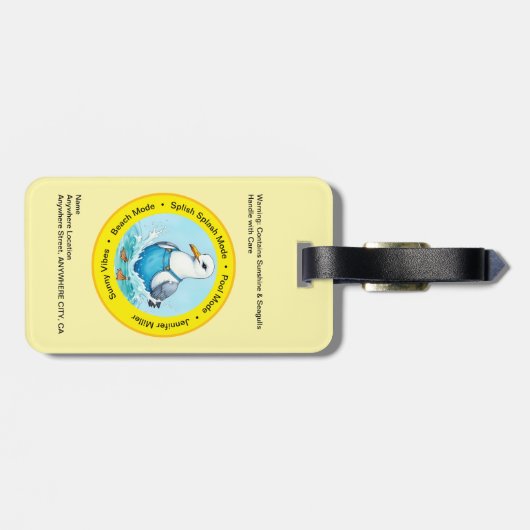 Splish Splash fun Seagull summer Hawaii greetings ラゲッジタグ (裏面横)