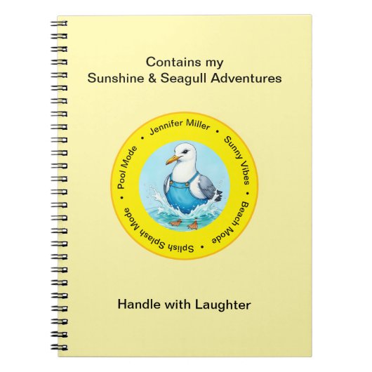 Splish Splash funny summer Seagull vacation memory ノートブック (正面)