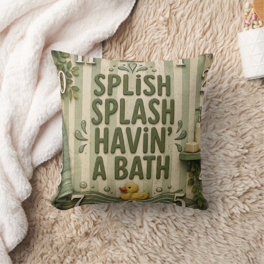 Splish Splash Havin' a Bath Farmhouse Bathroom クッション (ブランケット)