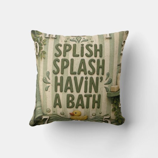 Splish Splash Havin' a Bath Farmhouse Bathroom  クッション (裏面)