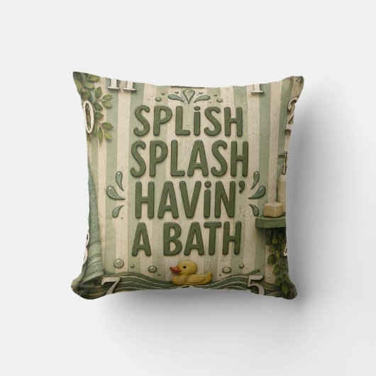 Splish Splash Havin' a Bath Farmhouse Bathroom クッション (正面)