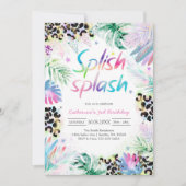 Splish Splash Leopard Party Birthday Invitation 招待状 (正面)