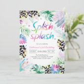 Splish Splash Leopard Party Birthday Invitation 招待状 (スタンド正面)
