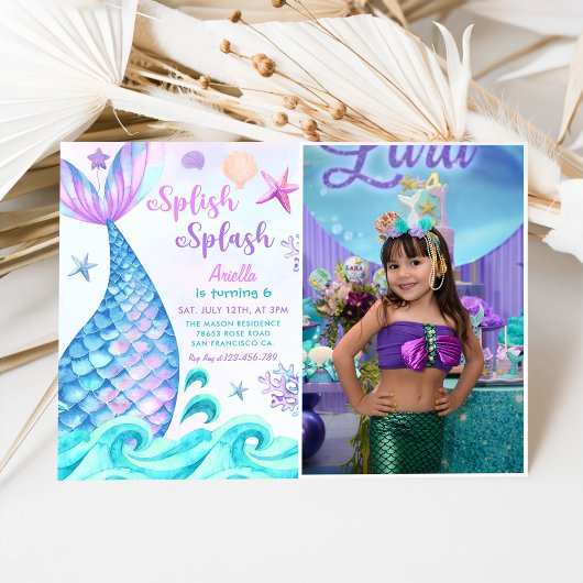 Splish Splash Mermaid 6th Birthday Partyの写真 招待状
