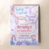 Splish Splash Mermaid Bash 誕生日おめでとう パープル 招待状
