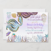 Splish Splash Mermaid Bash Birthday Party 招待状 (正面)