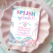 Splish Splash mermaid bash girl birthday invitatio 招待状