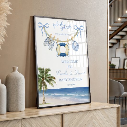 Splish Splash Ocean Baby Shower Welcome Poster ポスター