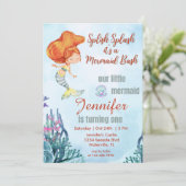 Splish Splash Orang Mermaid Bash 1st Birthday Girl 招待状 (スタンド正面)
