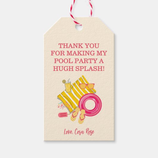 Splish Splash Pool Party Bash Birthday ギフトタグ (正面)