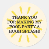 Splish Splash Pool Party Bash Birthday ラウンドシール (正面)
