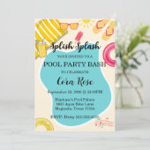 Splish Splash Pool Party Bash Birthday 招待状 (スタンド正面)