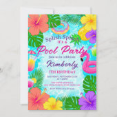 Splish Splash Pool Party Birthday 招待状 (正面)