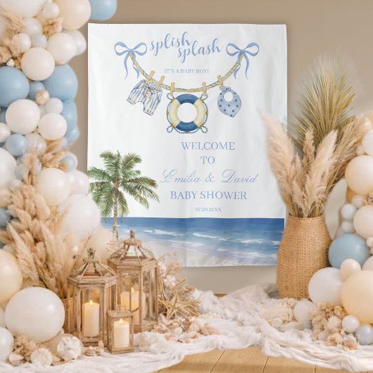 Splish Splash Seaside Baby Shower Wall Tapestry タペストリー