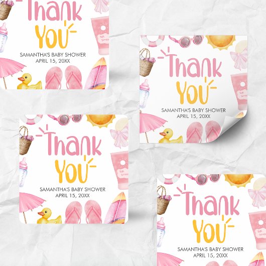 Splish Splash Summer Baby Shower スクエアシール