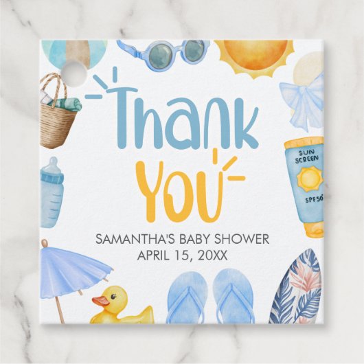 Splish Splash Summer Baby Shower フェイバータグ (正面)