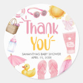 Splish Splash Summer Baby Shower ラウンドシール (正面)