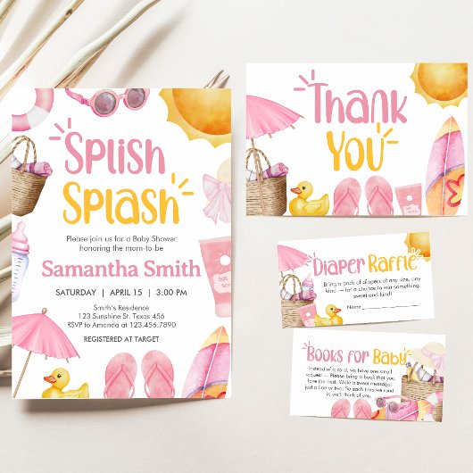 Splish Splash Summer Baby Shower 招待状