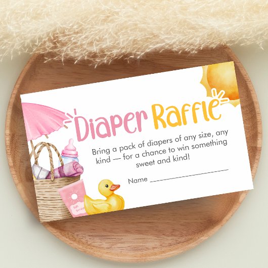 Splish Splash Summer Baby Shower Diaper Raffle エンクロージャーカード