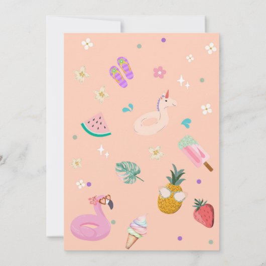 Splish Splash Summer Rainbow Sun Birthday 招待状 (裏面)