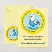 Splish Splash-tastic summer Hawaii bird greeting ポストカード (正面/裏面)