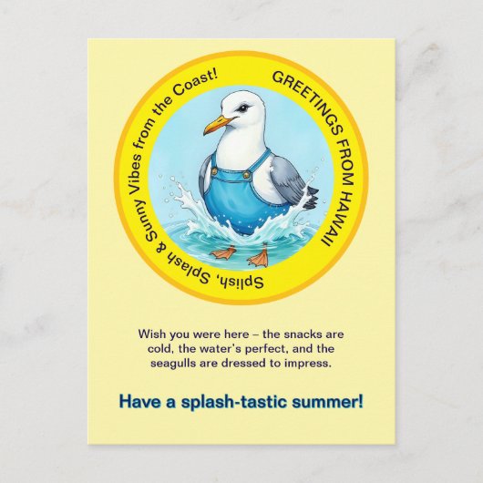 Splish Splash-tastic summer Hawaii bird greeting ポストカード (正面)