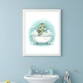 Splish Splash Turtle Time Kids Bathroom Wall Art ポスター