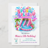 Splish Splash Waterslide Birthday | Bounce House 招待状 (正面)