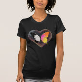 Split Butterfly Monochrome Neon Heart Graphic Tシャツ (正面)