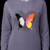 Split Butterfly Monochrome Neon Heart Graphic Tシャツ