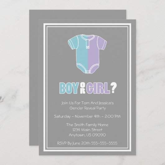 Split Creeperの性別の明示パーティの招待状 招待状 (正面/裏面)