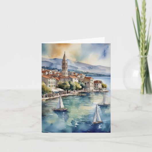 Split Croatia Sailing Watercolor カード (正面)