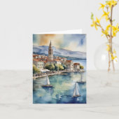 Split Croatia Sailing Watercolor カード (黄色い花)