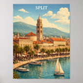 Split Croatia Vintage Adriatic Coast ポスター (正面)