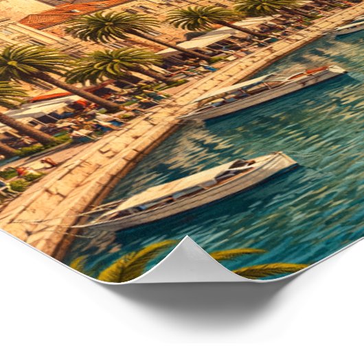 Split Croatia Vintage Adriatic Coast ポスター (角)