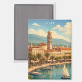 Split Croatia Vintage Adriatic Coast マグネット (正面/裏面)
