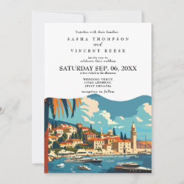 Split Croatia Wedding Invitation Retro 招待状