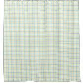 Split image showing a pastel plaid shower curtain シャワーカーテン (正面)