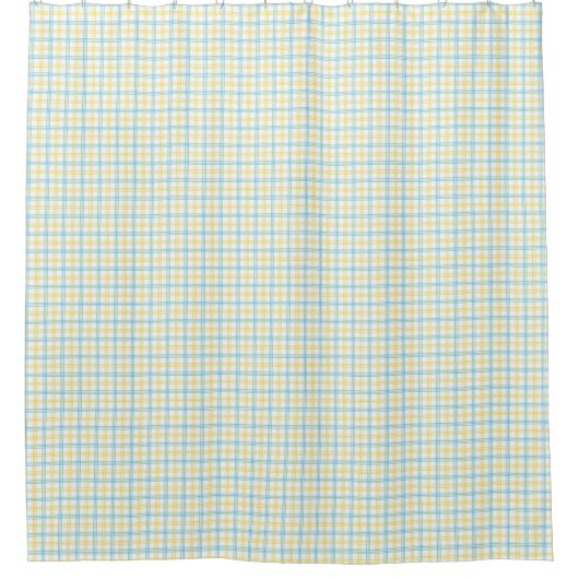 Split image showing a pastel plaid shower curtain シャワーカーテン (正面)