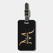 Split Monogramエレガント金ゴールドBlack カスタム Address ラゲッジタグ (正面縦)