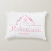 Split Monogram Family Name Baby Pink Frame アクセントクッション (裏面)