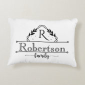 Split Monogram Family Name Black & White Frame アクセントクッション (裏面)