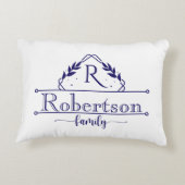 Split Monogram Family Name Classic Navy Frame アクセントクッション (裏面)